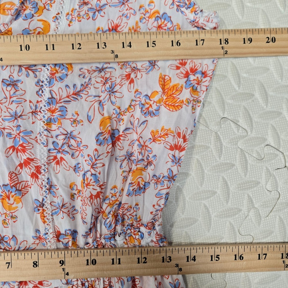 Poupette St Barth Clara Floral Print Sleeveless  Ruffle V Neck Mini Dress‎ M - Picture 10 of 11